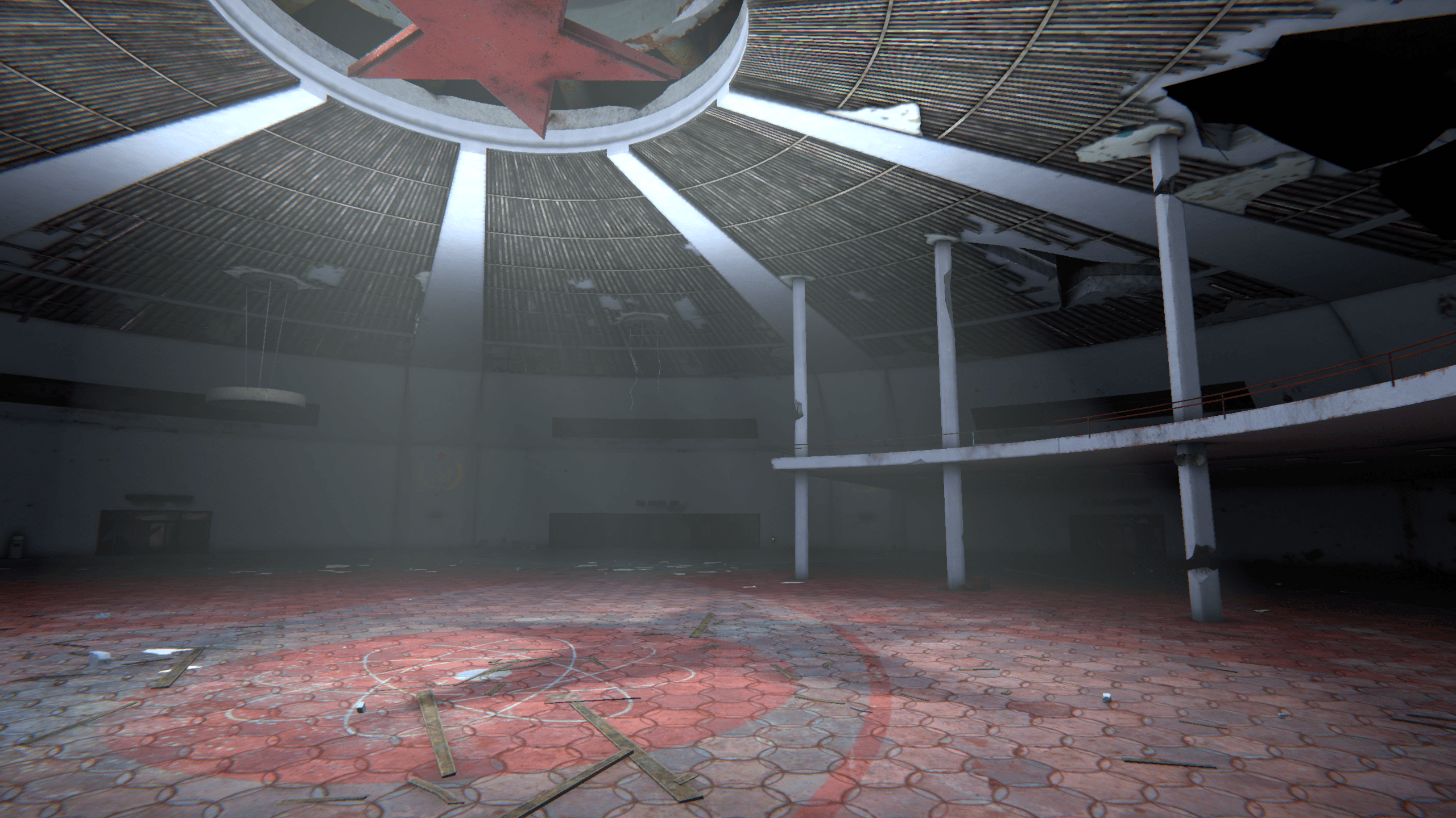 Screenshot of NODE: The Last Favor of the Antarii in the Unity Editor. View of a baked lightmap in an industrial scene, with geometric emitters added.